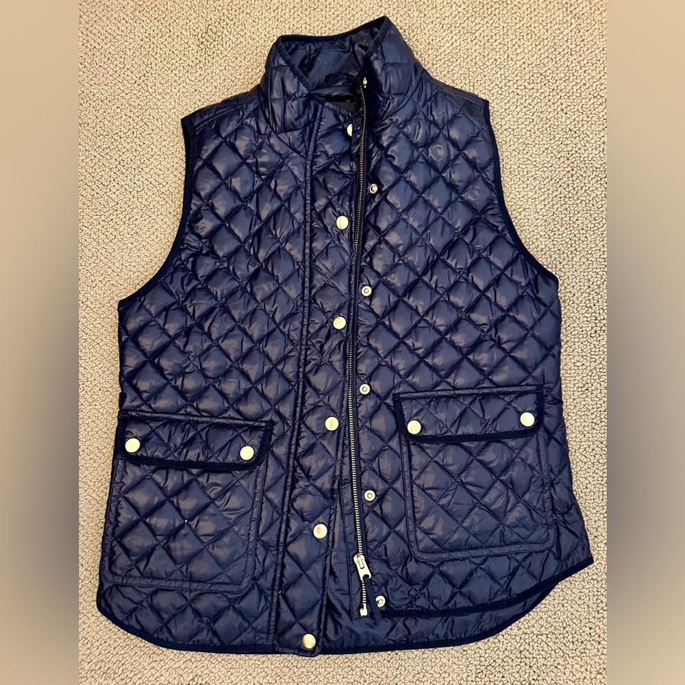 J.Crew Navy J. Crew Shiny Quilted Down Field Puffer Vest